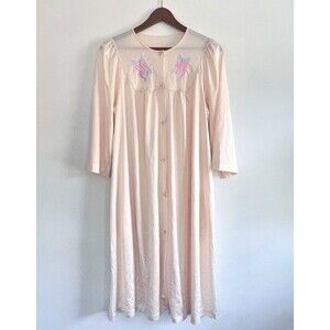 VINTAGE Shadowline 3/4 Sleeve Nightgown Prairie Cottagecore Cream Floral Large